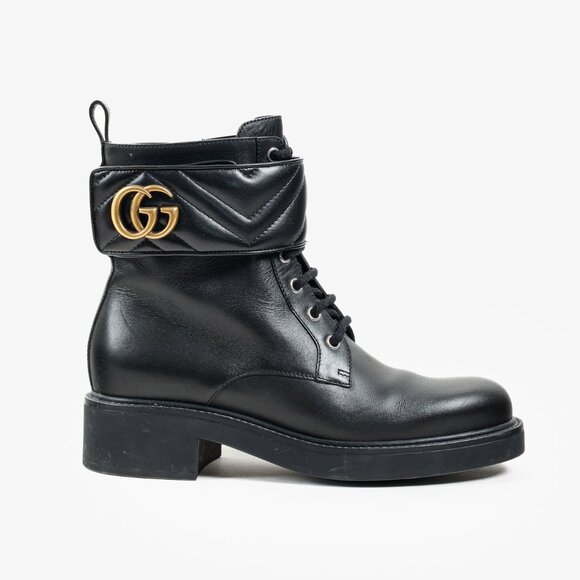 Gucci Shoes - *SOLD* Gucci Flores Calfskin Nappa Matelasse GG Black Combat Boot